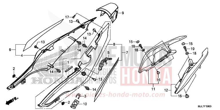 WINDLAUF, HINTEN von Integra 750 GRAPHITE BLACK (NHB01) von 2014